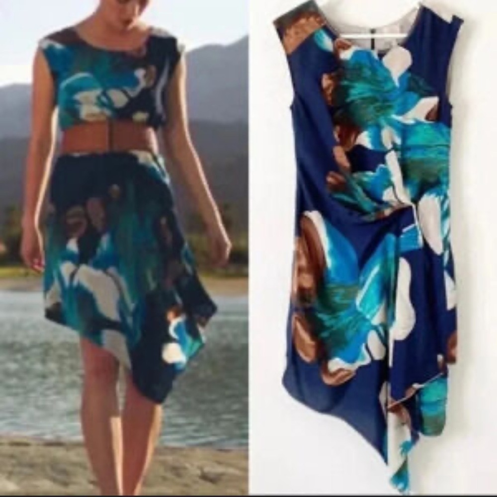 Anthropologie‎ Silk Dress 6 Coquille Corolla Floral Ethereal Silk Fairy Flowy